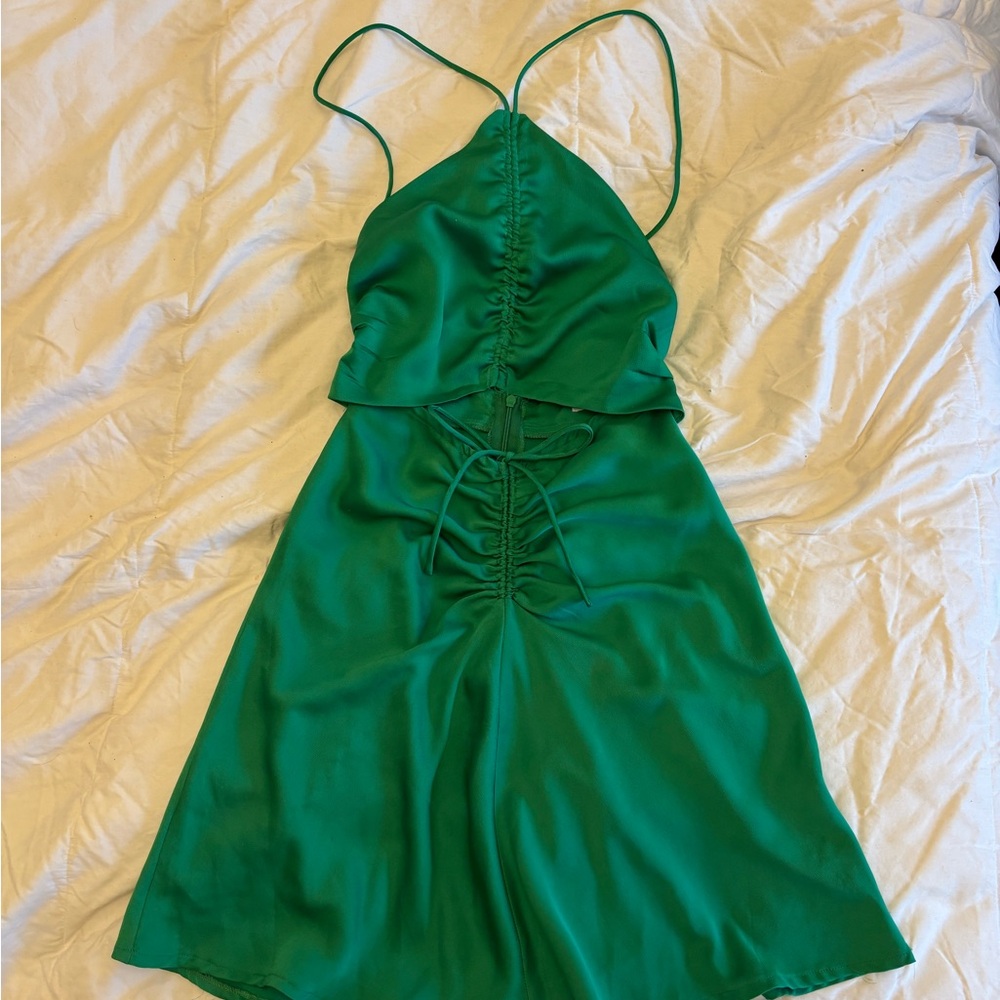 Green Satin Mini Dress